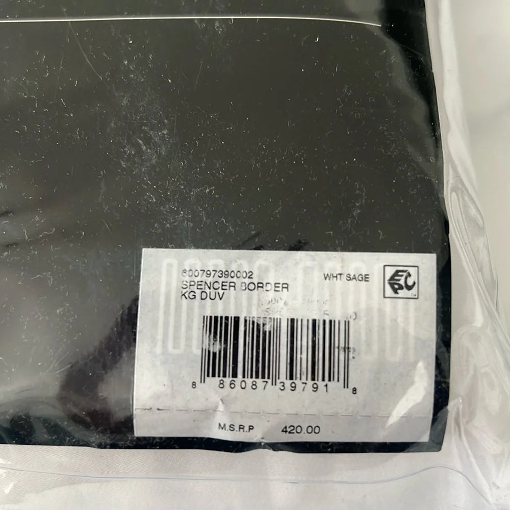Lauren Ralph Lauren Spencer Sateen Border White Sage King Duvet Cover, NWT $420